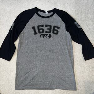 Army National Guard Shirt MensLarge Gray Black Made USA Illinois Raglan Baseball